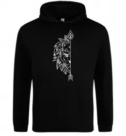 Мужская толстовка (худи) Лев парна Черный фото