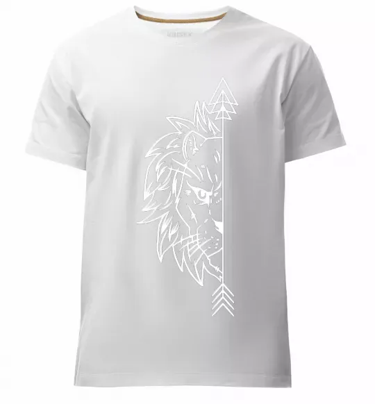 Мужская премиум футболка Лев парна Белый фото