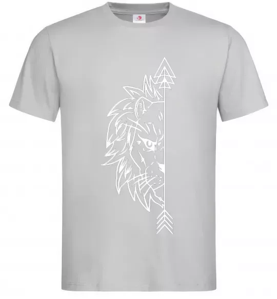 Мужская футболка Лев парна Серый фото