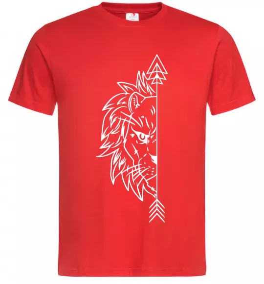 Мужская футболка Лев парна Красный фото