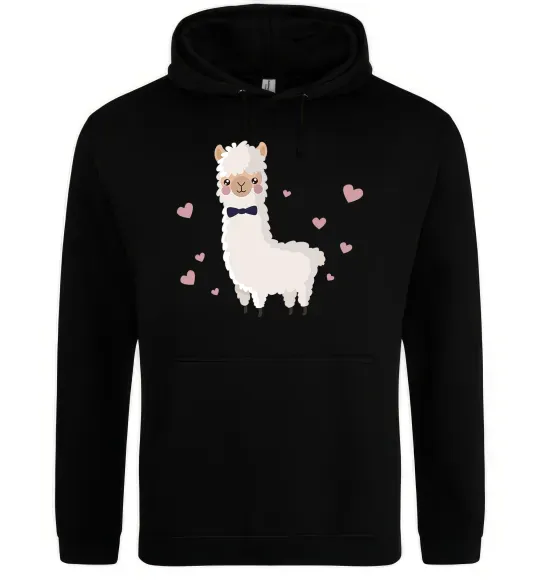 Жіноча толстовка (худі) Лама закохана Чорний фото