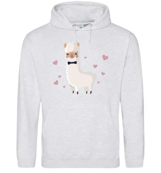 Жіноча толстовка (худі) Лама закохана Сірий меланж фото
