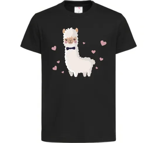 Дитяча футболка Лама закохана Чорний фото