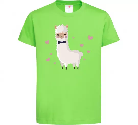 Дитяча футболка Лама закохана Лаймовий фото