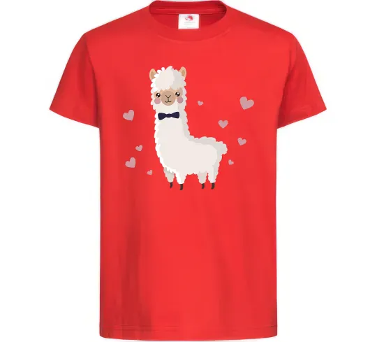 Дитяча футболка Лама закохана Червоний фото