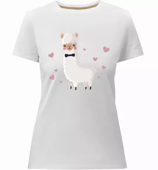Женская премиум футболка Лама закохана Белый фото