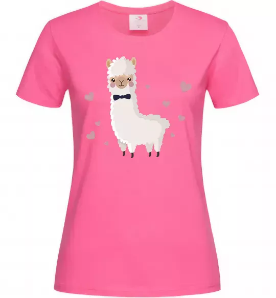 Жіноча футболка Лама закохана Яскраво-рожевий фото