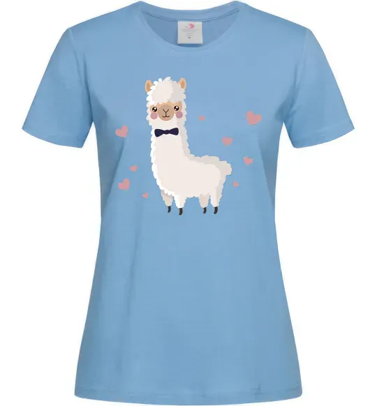 Жіноча футболка Лама закохана Блакитний фото