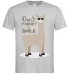 Мужская футболка Don't forget to smile lama Серый фото