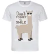 Мужская футболка Don't forget to smile lama Белый фото