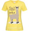 Женская футболка Don't forget to smile llama Лимонный фото