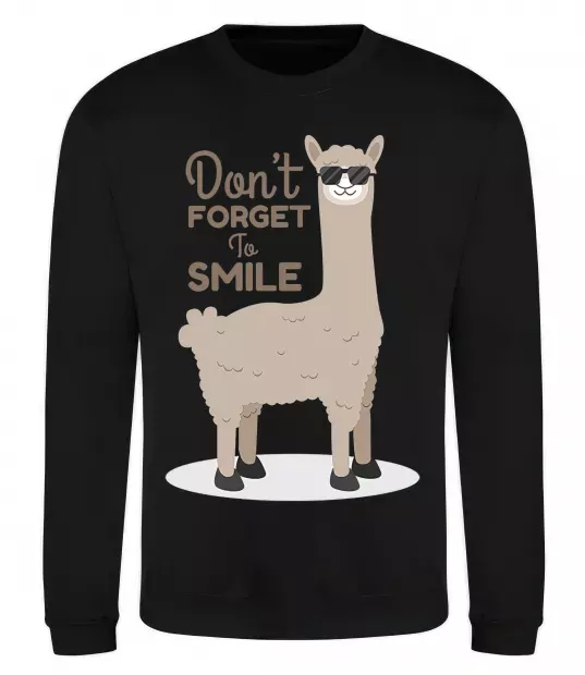 Свитшот Don't forget to smile lama Черный фото
