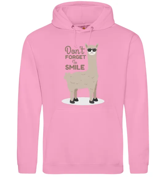 Мужская толстовка (худи) Don't forget to smile lama Розовый фото