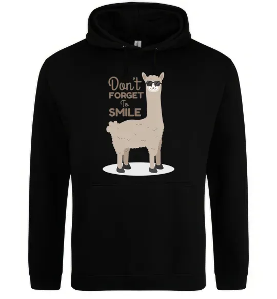 Мужская толстовка (худи) Don't forget to smile lama Черный фото