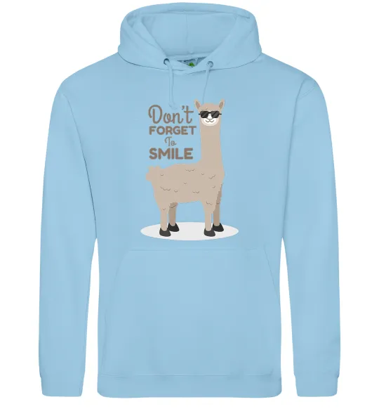 Мужская толстовка (худи) Don't forget to smile lama Голубой фото