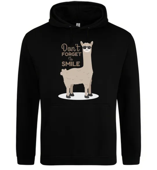 Женская толстовка (худи) Don't forget to smile lama Черный фото