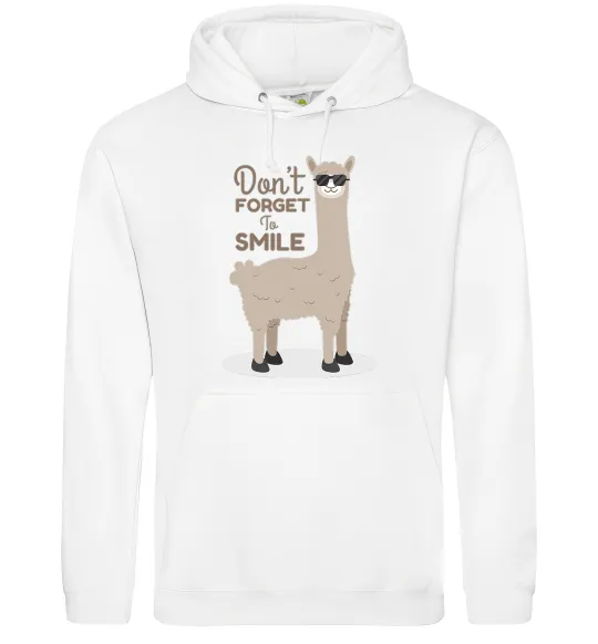 Женская толстовка (худи) Don't forget to smile lama Белый фото