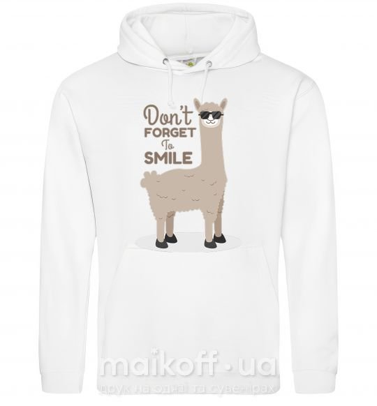 Чоловіча толстовка (худі) Don't forget to smile llama Білий фото