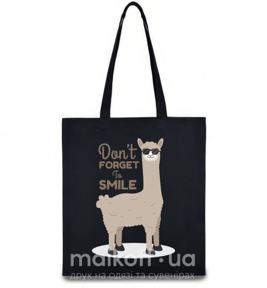 Еко-сумка Don't forget to smile llama Чорний фото