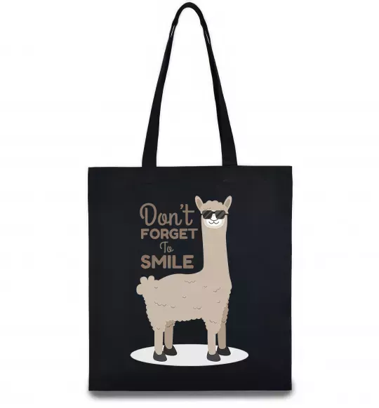 Эко-сумка Don't forget to smile lama Черный фото