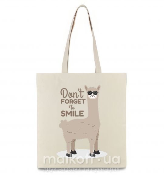 Еко-сумка Don't forget to smile llama Бежевий фото