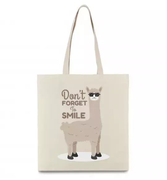 Эко-сумка Don't forget to smile lama Бежевый фото