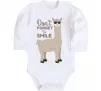 Детский боди Don't forget to smile lama Белый фото