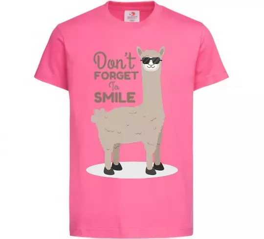 Детская футболка Don't forget to smile lama Ярко-розовый фото
