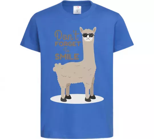 Детская футболка Don't forget to smile lama Ярко-синий фото