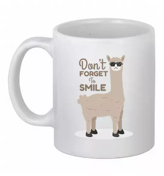 Чашка керамическая Don't forget to smile lama Белый фото