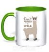 Чашка з кольоровою ручкою Don't forget to smile llama Зелений фото