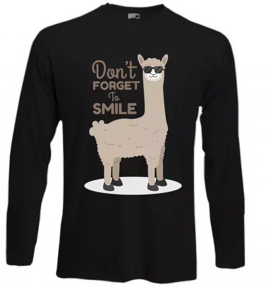 Лонгслив Don't forget to smile lama Черный фото