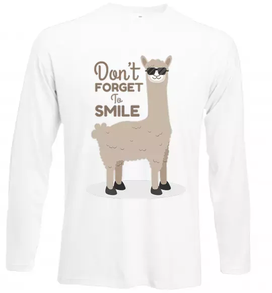 Лонгслив Don't forget to smile lama Белый фото