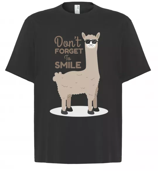Футболка Оверсайз Don't forget to smile lama Черный фото