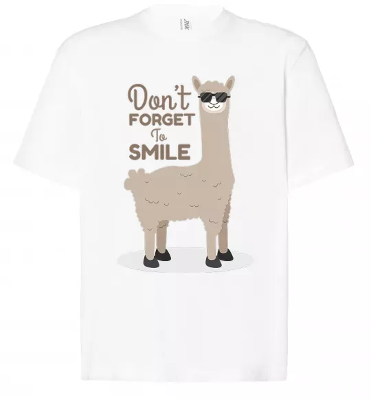 Футболка Оверсайз Don't forget to smile lama Белый фото