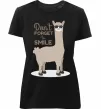 Женская премиум футболка Don't forget to smile lama Черный фото