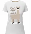 Женская премиум футболка Don't forget to smile lama Белый фото