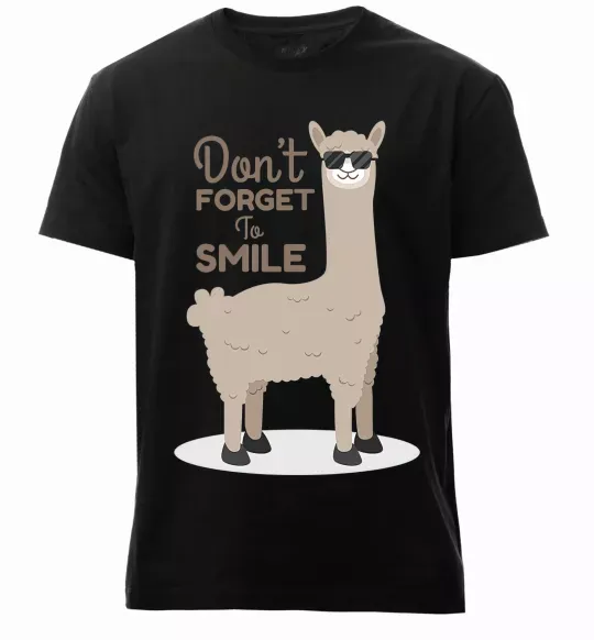 Чоловіча преміум футболка Don't forget to smile lama Чорний фото