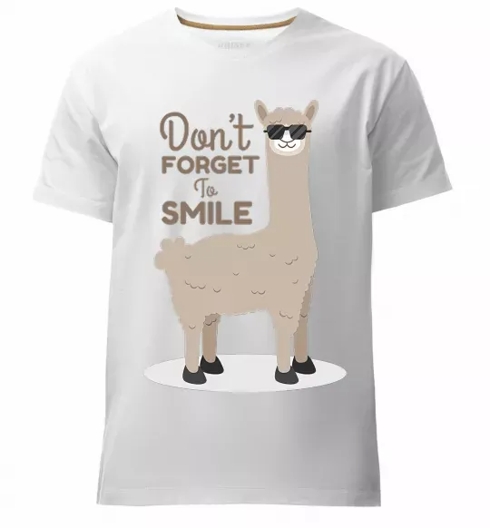 Чоловіча преміум футболка Don't forget to smile lama Білий фото