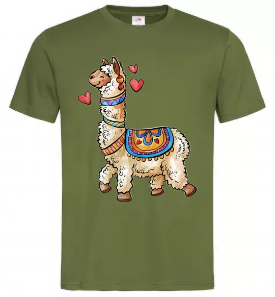 Мужская футболка Bright lama Оливковый фото