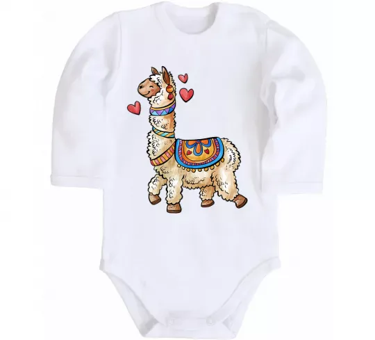 Детский боди Bright lama Белый фото