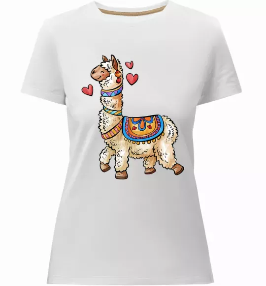 Женская премиум футболка Bright lama Белый фото