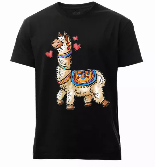 Мужская премиум футболка Bright lama Черный фото