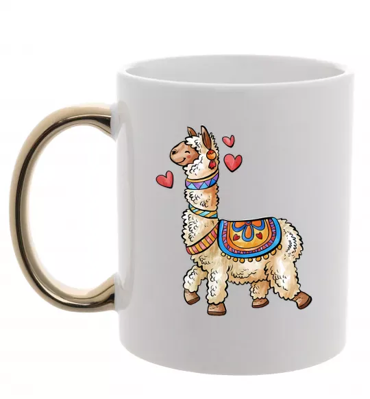 Чашка с цветной ручкой Bright lama Золото фото