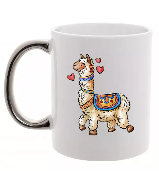 Чашка с цветной ручкой Bright lama Серебро фото