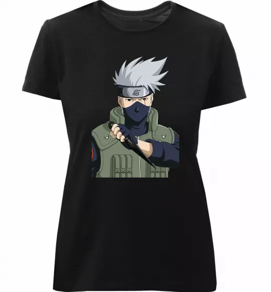 Жіноча преміум футболка Kakashi Чорний фото