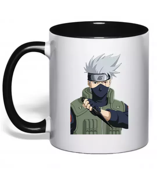 Чашка з кольоровою ручкою Kakashi Чорний фото