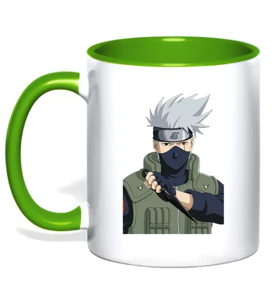 Чашка з кольоровою ручкою Kakashi Лаймовий фото