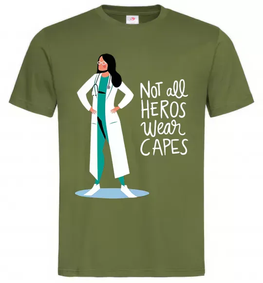 Мужская футболка Not all heros wear capes Оливковый фото