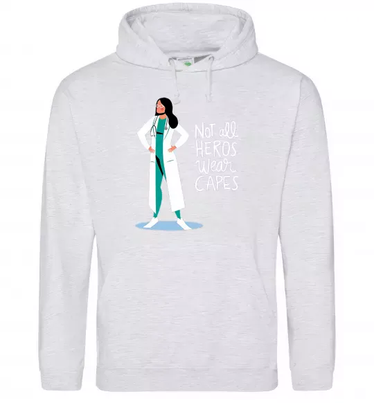 Женская толстовка (худи) Not all heros wear capes Серый меланж фото